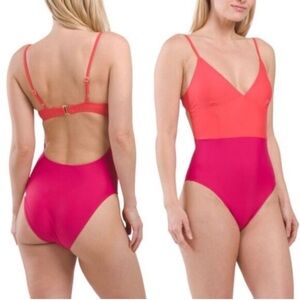 Summersalt The Wave One Piece Swimsuit Pink Red Colorblock 6 Adjustable Straps